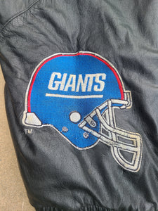 Vintage Mens Logo Athletic New York Giants Sharktooth Leather Jacket Size Medium