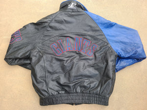 Vintage Mens Logo Athletic New York Giants Sharktooth Leather Jacket Size Medium