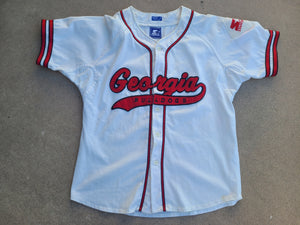 Rare Vintage Mens Starter Georgia Bulldogs Script Button Up Jersey Size Medium-White