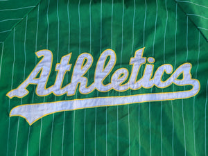 Vintage Mens Starter Oakland Athletics Pinstripe Jersey Size Large-Green