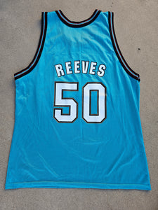 Vintage Mens Champion Vancouver Grizzlies Bryant Reeves Jersey Size 48-Teal