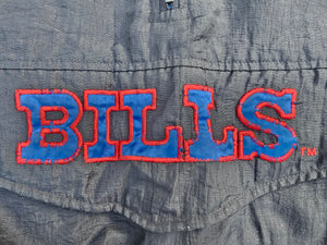 Vintage Mens Starter Buffalo Bills 3/4 Pullover Hooded Jacket Size Large-Black