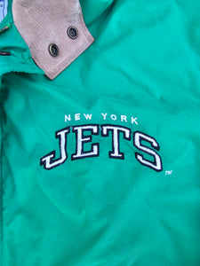 Vintage Mens Starter New York Jets Hooded Button/Zip Up Jacket Size XL-Green