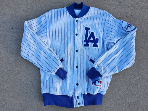 Rare Vintage Mens Felco Los Angeles Dodgers Button Up Jacket Size Large-Grey