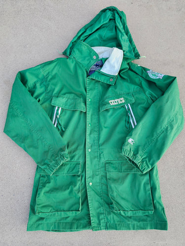 Vintage Mens Starter Boston Celtics Hooded Zip/Button Up Parka/Jacket Size XL-Green
