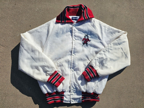 Vintage Mens Holloway NIU Northern Illinois University Huskies Button Up Jacket Size Medium-White