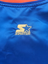 Load image into Gallery viewer, Rare Vintage Mens Starter New York Knicks 50th Anniversary Gold Logo Satin Button Up Jacket Size XL-Blue