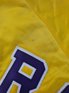 Rare Vintage Mens Chalk Line Los Angeles Lakers Spellout Satin Button Up Jacket Size Medium-Gold