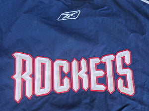 Vintage Mens Reebok Houston Rockets Pro Cut Warm Up Jacket Size 52-Navy Blue