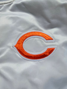 Vintage Mens Starter Chicago Bears Satin Button Up Jacket Size Large-White