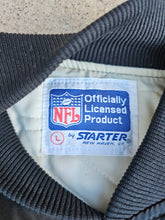 Load image into Gallery viewer, Vintage Mens Starter Las Vegas/Oakland/Los Angeles Raiders Satin Button Up Jacket Size Large-Black