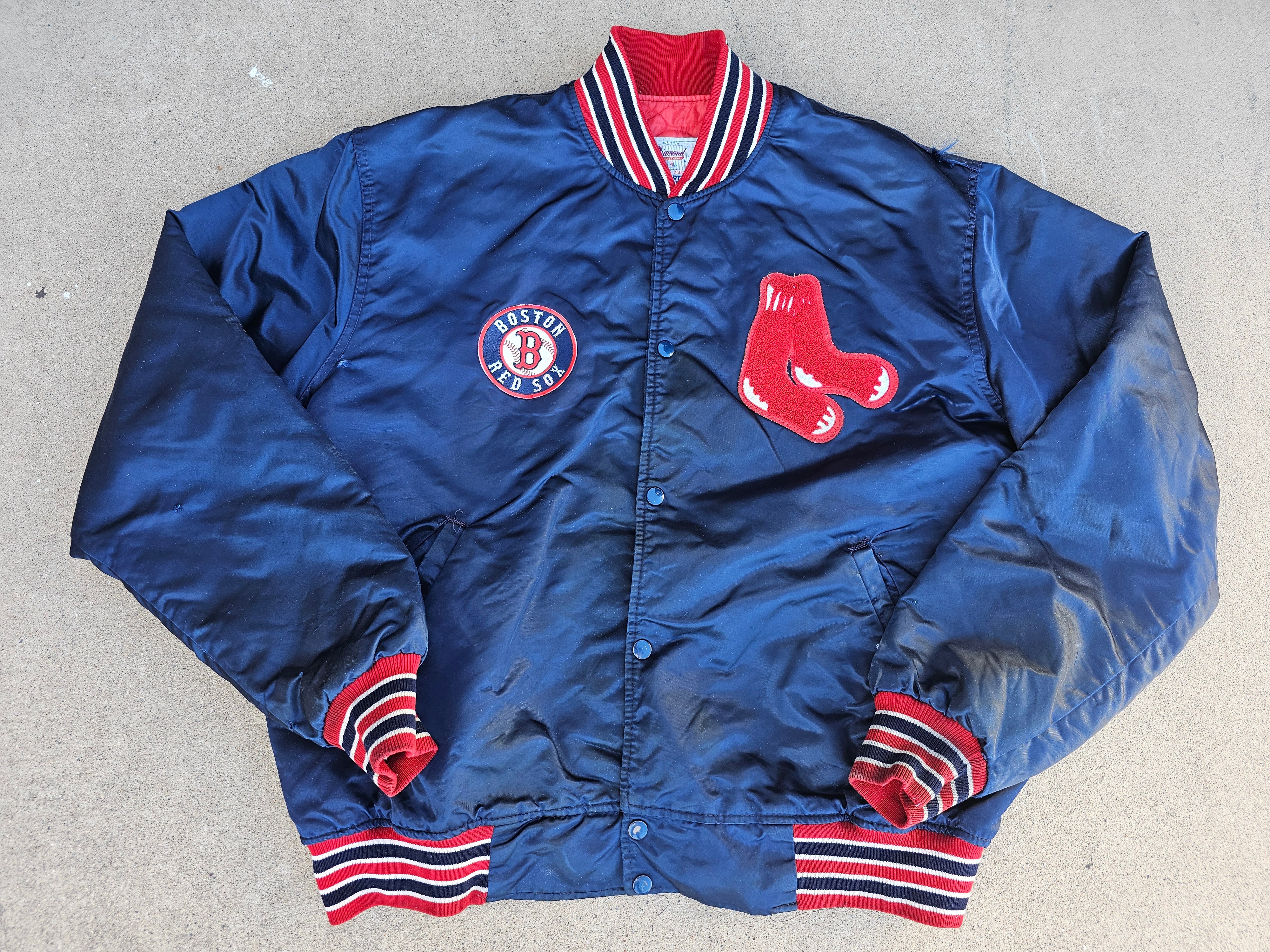 Vintage Mens Starter Boston Red Sox Satin Button Up Jacket