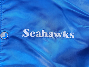 Vintage Mens Starter Seattle Seahawks Satin Button Up Jacket Size Large-Blue