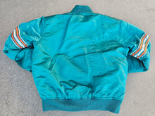 Load image into Gallery viewer, Vintage Mens Starter Miami Dolphins Satin Button Up Jacket Size Medium-Aqua