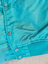 Load image into Gallery viewer, Vintage Mens Starter Miami Dolphins Satin Button Up Jacket Size Medium-Aqua