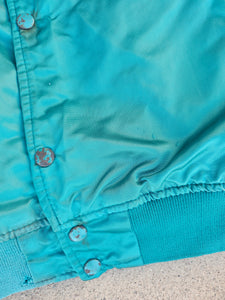 Vintage Mens Starter Miami Dolphins Satin Button Up Jacket Size Medium-Aqua