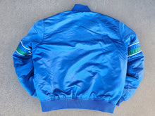 Load image into Gallery viewer, Vintage Mens Starter Seattle Seahawks Satin Button Up Jacket Size Large-Blue