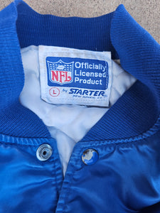 Vintage Mens Starter Seattle Seahawks Satin Button Up Jacket Size Large-Blue