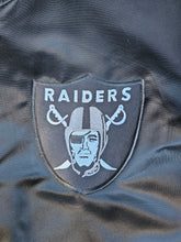 Load image into Gallery viewer, Vintage Mens Starter Las Vegas/Oakland/Los Angeles Raiders Satin Button Up Jacket Size Large-Black