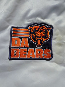 Vintage Mens Starter Chicago Bears Satin Button Up Jacket Size Large-White