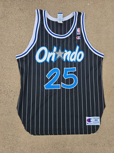 Rare Vintage Mens Champion Orlando Magic Nick Anderson Pinstripe Jersey Size 44-Black
