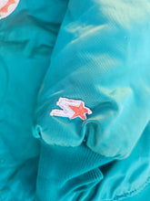 Load image into Gallery viewer, Vintage Mens Starter Miami Dolphins Satin Button Up Jacket Size Medium-Aqua