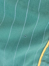 Load image into Gallery viewer, Vintage Mens Starter Oakland Athletics Pinstripe Button Up Jersey Size Large-Green