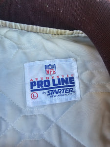 Vintage Mens Starter Cleveland Browns Satin Button Up Jacket Size Large-Brown