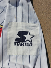 Load image into Gallery viewer, Vintage Mens Starter Anaheim/Los Angeles Angels Pinstripe Button Up Jersey Size Large-White