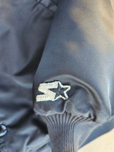 Vintage Mens Starter Las Vegas/Oakland/Los Angeles Raiders Satin Button Up Jacket Size Large-Black