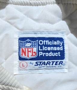 Vintage Mens Starter Chicago Bears Satin Button Up Jacket Size Large-White