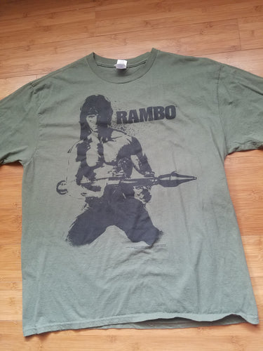 Mens Rambo First Blood Reprint Tshirt Size XL-Green