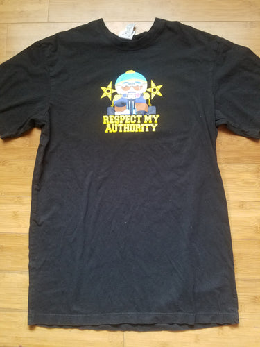 Mens 2009 South Park Officer Cartman Respect My Authority Tshirt Size XL-Black