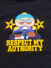 Load image into Gallery viewer, Mens 2009 South Park Officer Cartman Respect My Authority Tshirt Size XL-Black