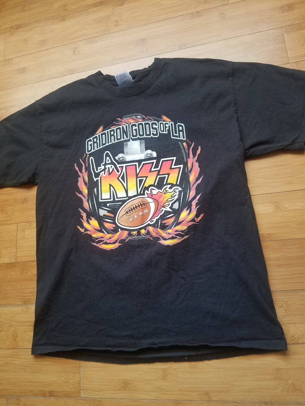 Mens LA KISS Gridiron God's of LA Tshirt Size Large-Black 