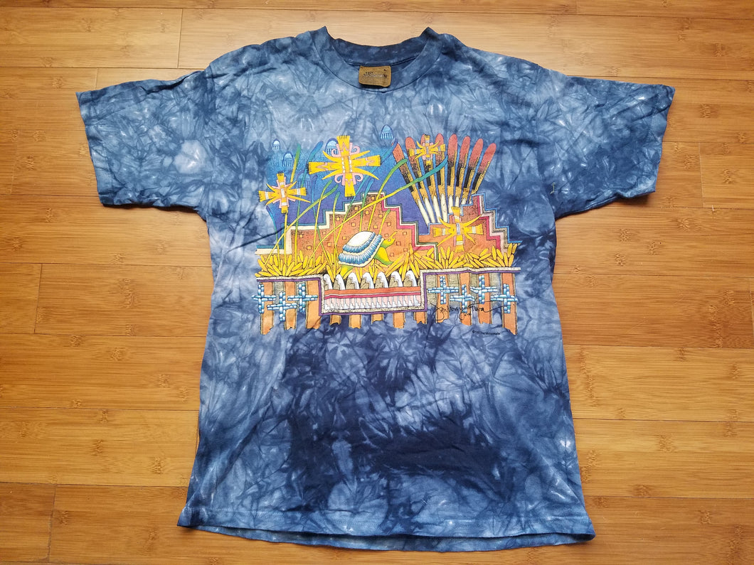 Vintage Mens 1997 The Mountain Native American Tshirt Size Large-Blue