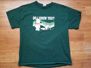 Vintage Mens 2003 Family Guy Brian Griffin "Do I Know You?" Tshirt Size Large-Green