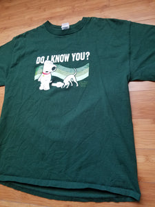 Vintage Mens 2003 Family Guy Brian Griffin "Do I Know You?" Tshirt Size Large-Green