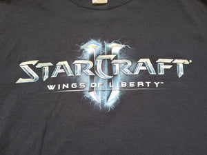 Mens Starcraft 2 Wings of Liberty Double Sided Tshirt Size XL-Navy Blue