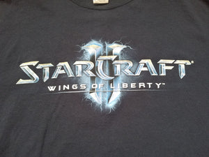 Mens Starcraft 2 Wings of Liberty Double Sided Tshirt Size XL-Navy Blue