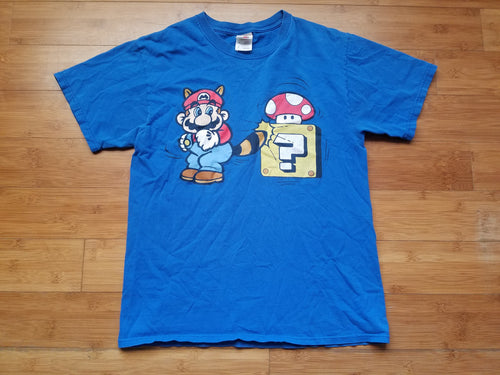 Vintage Mens 2002 Super Mario 3 Tshirt Size Medium-Blue