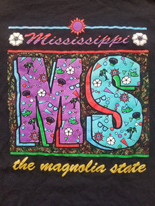 Vintage Mens Mississippi The Magnolia State Tshirt Size Large-Black