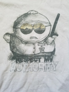 Vintage Mens South Park Officer Cartman Respect My Authority Tshirt Size Large-Cream