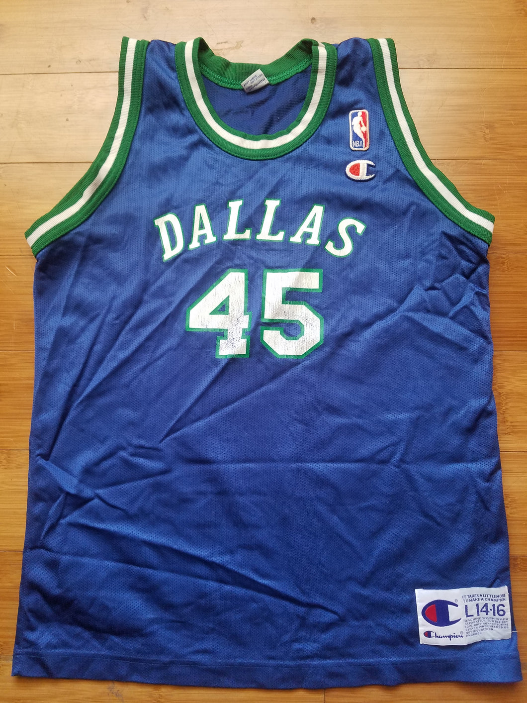 Rare Vintage Youth Champion Dallas Mavericks AC Green Jersey Size Large(14-16)-Blue