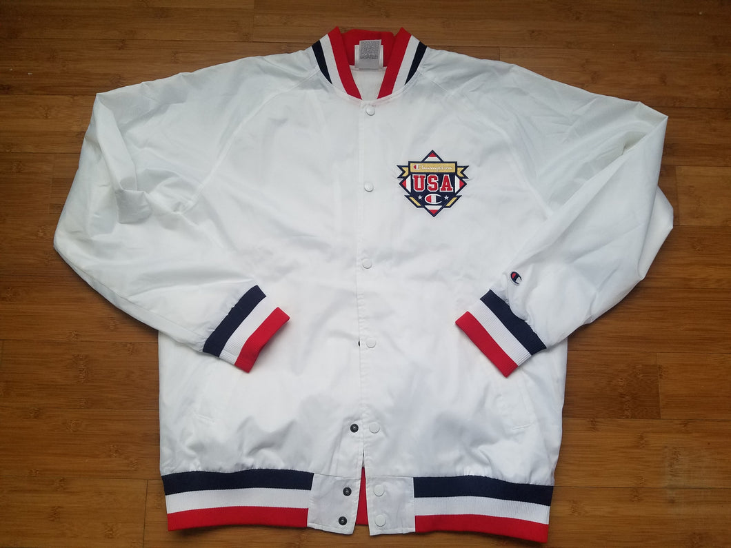 Vintage Mens Champion USA Olympic Jacket Size Large-White