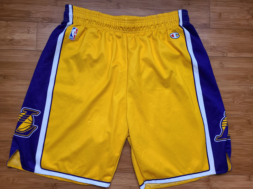 Vintage Mens Champion Los Angeles Lakers Shorts Size XL-Gold