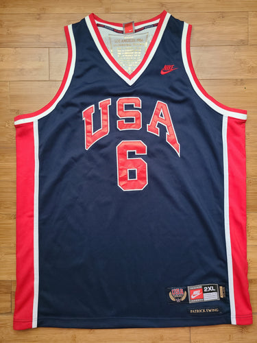 Vintage Mens Nike USA Basketball Patrick Ewing Retro Jersey Size 2XL-Blue