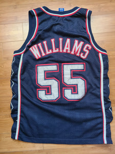 Vintage Mens Champion New Jersey Nets Jayson Williams Authentic Jersey Size 44-Navy Blue