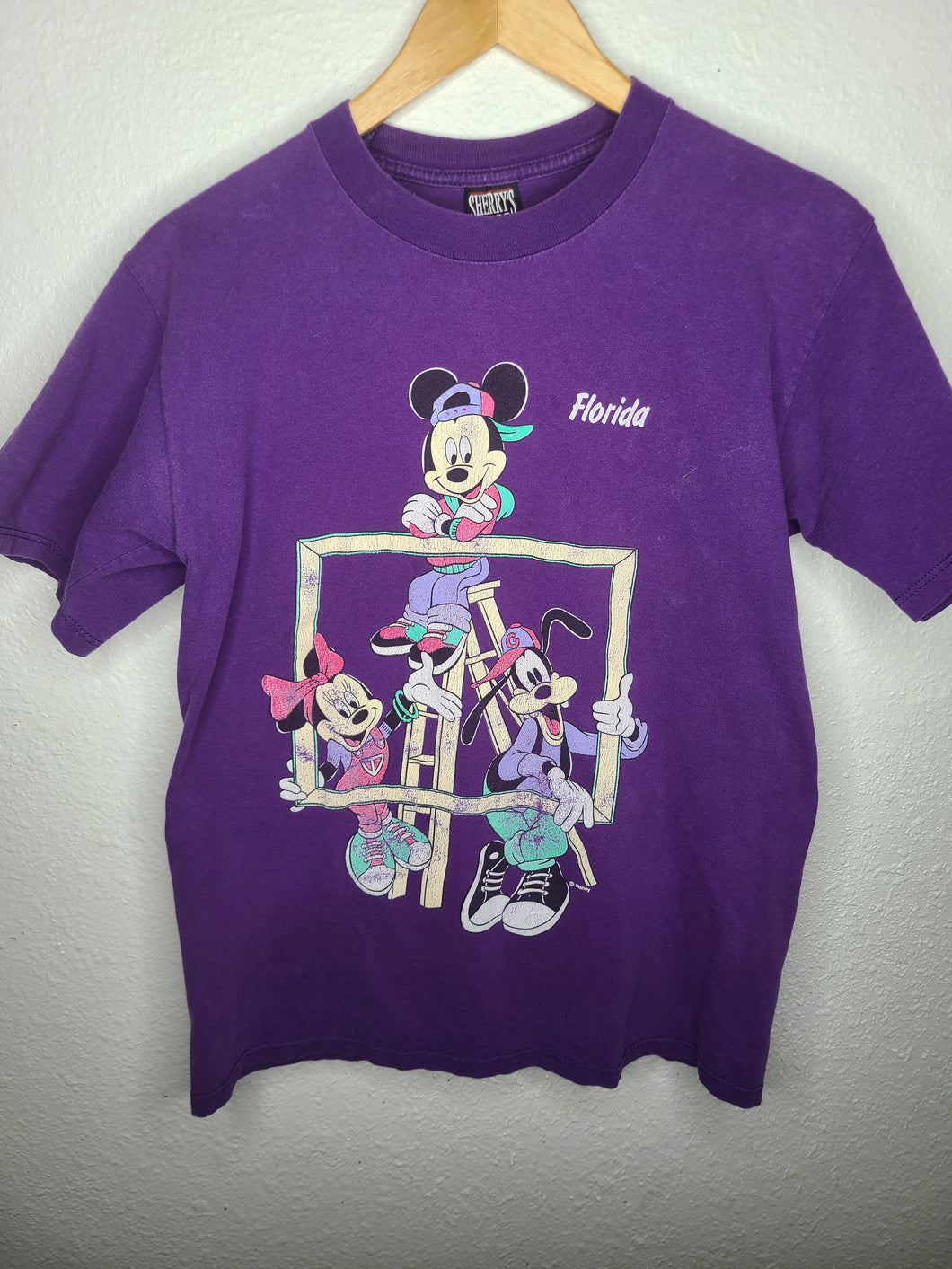 Vintage Mens 90s Mickey, Minnie, and Goofy Hip Hop Florida Tshirt Size Medium-Purple