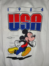 Load image into Gallery viewer, Vintage Mens Disney Mickey Mouse 1984 USA Olympic Tshirt Size Medium-White